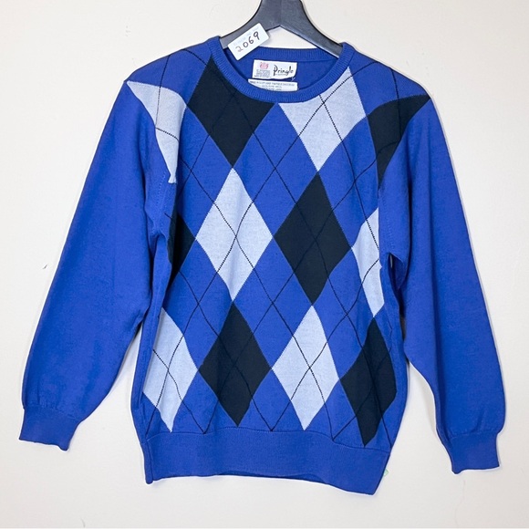 Pringle of Scotland 100% Wool Argyle Sweater - Men's Size 40 - Blue